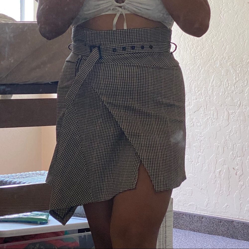 Zara Asymmetrical Plaid Skirt